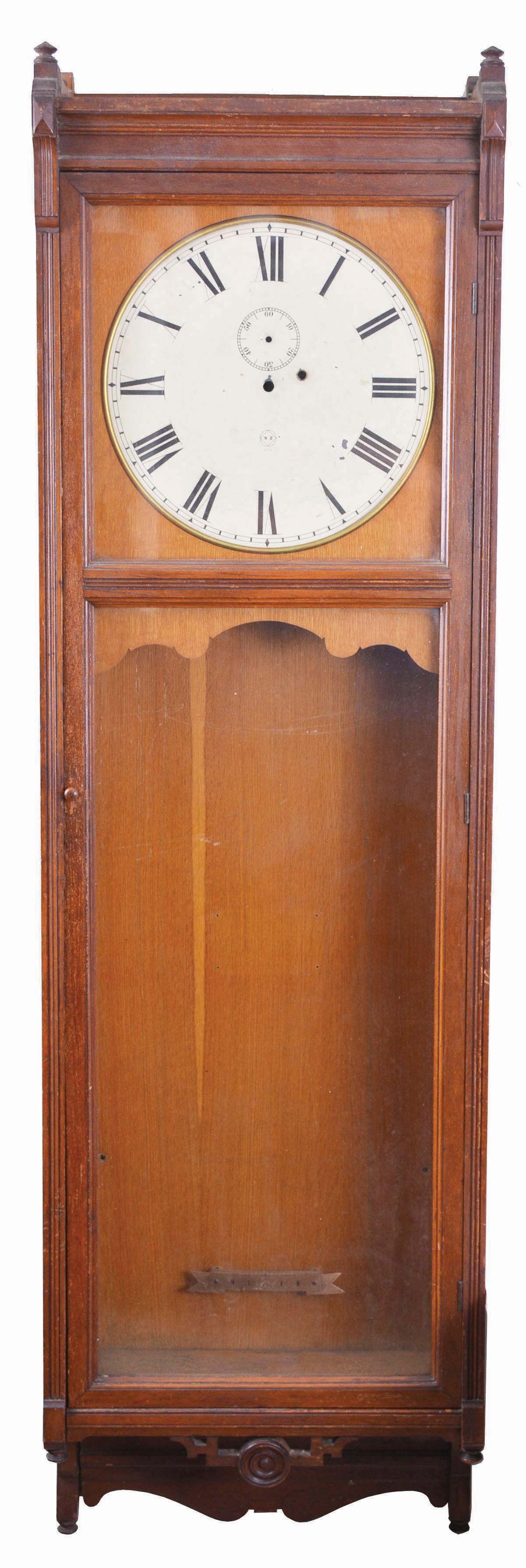 Case and dial only- Seth Thomas Clock Co., "Regulator No. 17" in old oak case with 18 inch Roman numeral painted metal dial — Antique Clocks Price Guide