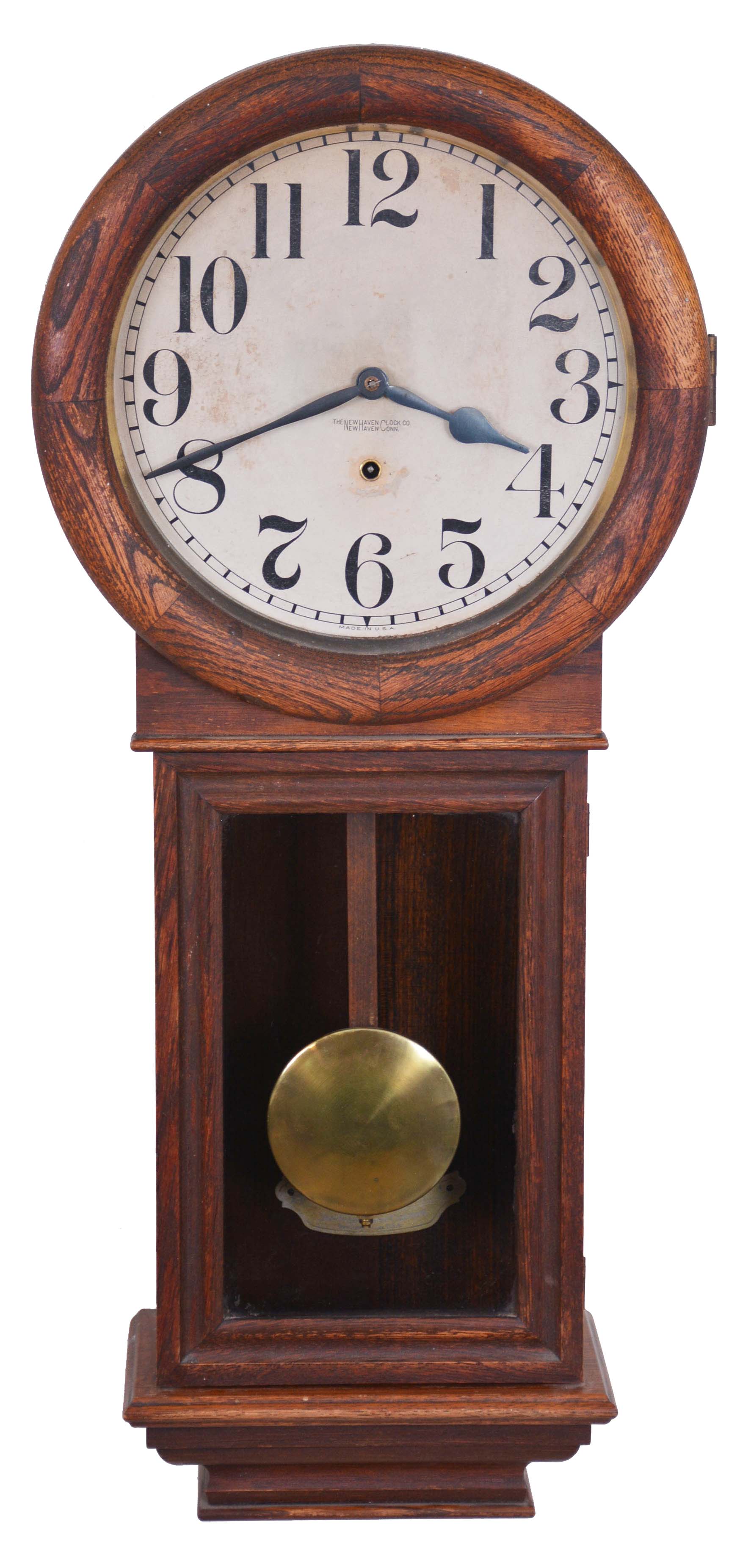 New Haven Clock Co., New Haven, Conn., "Saturn", 8 day, spring brass movement wall timepiece. — Antique Clocks Price Guide