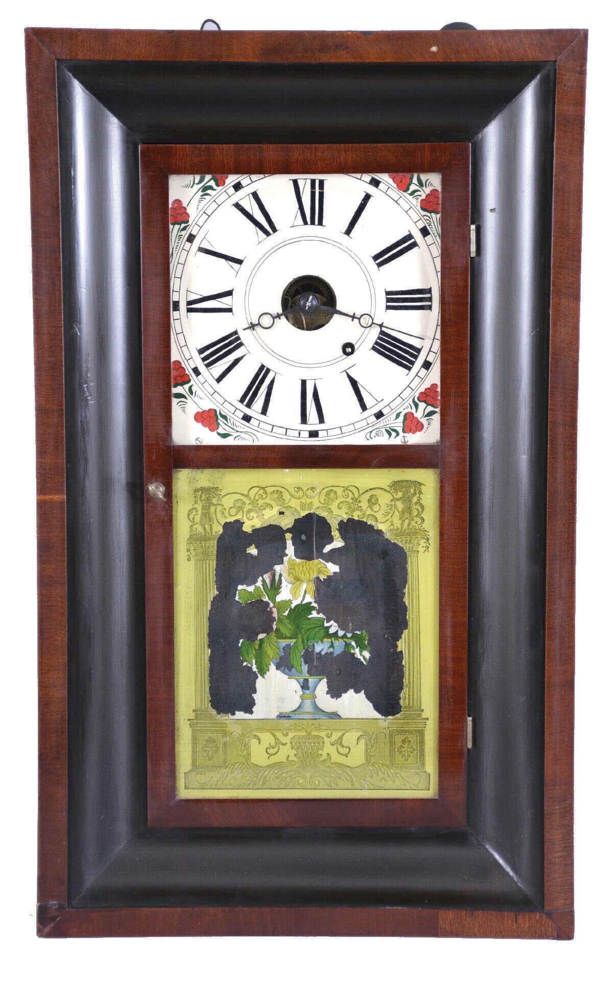 Chauncey Jerome, New Haven, Conn., 8 day, weight driven, brass movement OG shelf timepiece (rare OG as a time only) — Antique Clocks Price Guide