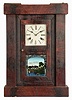 Chauncey Jerome, New Haven, Conn., Empire case shelf clock with a weight driven 30 hour time and strike movement in a mahogany veneered case.