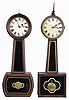 Clocks- 2 (Two): (1) Skinner & Seward, Boston, Mass., 8 day, weight brass movement patent or banjo timepiece, c1832; (2) Boston, Mass., 8 day, weight brass movement patent or banjo timepiece, c1860