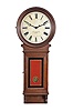 Boston Clock Company, Boston, Mass., Cherry Cased Wall Clock, with 12-inch painted zinc roman numeral dial marked by retailer "Daniel Pratt's Son/Boston", the lower glazed door for pendulum and weight access and shelf like pedestal below, eight day time only brass movement with front plate stamped "Boston Clock Co./Boston", recoil escapement, flat wooden pendulum rod, damascened pendulum bob, and iron weight with compound pulley.