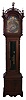 Ty Burtt, England, tall case clock, 8 days, time and gong strike, brass weight driven movement in an inlaid cherry case with with fret work hood, brass finials including eagle center, full turned columns flanking hood, beveled glass trunk door flanked by full columns and applied bracket base. The brass dial has silvered chapter ring, applied brass numerals, moon phase and date calendar