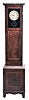 Howard & Davis, Boston, Mass., "Watch-Clock", watchman's tall case clock, 8 day, time only, weight driven movement adapted to run subsidiary watchman's check-in stations in a rosewood grain painted case with a paper over metal dial