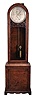 Robert Jack, Glasgow, Scotland, astronomical standing regulator, 8 day, time only, weight driven movement in a burl walnut veneered case with carved floral fretwork below silvered dial with maker's signature