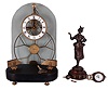 Clocks- 2 (Two) Reproduction: Chinese glass plate skeleton clock and a reproduction Diana Swinger.