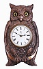 F. Kroeber Clock Co., New York, "Brass Owl", 30 hour, time and alarm, spring driven brass movement in a brass casting of an owl with glass eyes.
