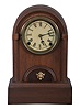 Clocks- 3 (Three): (1) F. Kroeber Clock Co., New York, "Round Top" shelf clock with a spring driven, 8 day, time and strike movement in a walnut case, c1875; (2) F. Kroeber Clock Co., New York, "Round Top Extra" shelf clock with a spring driven, 8 day, time and strike movement in a walnut case with a burl walnut base, c1872. (3) F. Kroeber Clock Co., New York, "Round Top with Alarm" shelf clock, 30 hour, time and strike with alarm, spring driven movement in a walnut case, c1872.