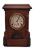 Clocks- 2 (Two): (1) F. Kroeber Clock Co., New York, "Juniata", 8 day, time and strike, spring brass movement shelf clock, c1875; (2) Unknown, 8 day, time and strike, spring brass movement mantel clock, c1880