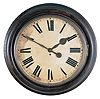 England, gallery wall clock, 8 day, time only, spring driven movement with fusee in an oak case with painted metal dial