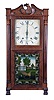 Seth Thomas Clock Co., Plymouth Hollow, Conn., half column and carved eagle splat shelf clock with a weight driven, 8 day, time and strike wooden works clock in a mahogany veneered case.
