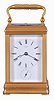 Drocourt, Paris, for Henry Capt, Geneva, a Cannelee cased hour repeating carriage clock, glazed, gilt case with molded top and base, signed Roman numeral white enamel dial, blued steel Breguet style hands, 8 day time, strike, and alarm movement with lever platform, repeating the last hour on demand, the back plate with Drocourt's mark, serial #10018