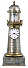 France, a small, lighthouse form novelty timepiece, the gilt and silvered, simulated ashlar case containing the 8 day movement, with balance composed of two crossed discs joined by eight vertical glass rods, and oscillating in the cylindrical turret, Roman numeral white enamel dial with gilt spade and whip hands