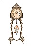 Ansonia Clock Co., New York, "Jumper No. 2" bobbing doll novelty timepiece, 30 hour, time only, spring driven movement that powers the clock and bouncing bisque doll, cast metal stand, 4 inch paper dial.