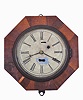 Clocks- 2 (Two) Wall: (1) Terryville Manufacturing Co., Terryville, Conn., octagon wall timepiece, 30 hour, spring driven movement with torsion pendulum in a rosewood veneer case; (2) Seth Thomas Clock Co., Thomaston, Conn., banjo clock, 8 day, time and strike, spring driven movement in a dark hardwood case with silvered dial and tablets showing patriotic themes.