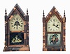 Clocks- 4 (Four): (1) Terry & Andrews, Bristol, Conn., Double Steeple shelf clock with an spring driven, 8 day, time and strike movement in a rosewood veneered case, c1850; (2) Sperry (Henry) and Shaw (George L.), 10 Cortlandt St., New York, steeple shelf clock with a spring driven, 8 day time, strike and alarm movemement in a rosewood veneered case.c1848. (3) New Haven Clock Co., New Haven, Conn. steeple shelf clock with a spring driven 30 hour timepiece movement in a rosewood veneered case, c1870. (4) Jerome & Co., New Haven, Conn., steeple shelf clock with a spring driven 30 hour time and alarm movement in a rosewood veneered case, c1870.