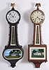 Clocks- 2 (Two): (1) New Haven Clock Co., New Haven, Conn., "Willard", 8 day, time and strike, spring brass movement patent or banjo timepiece; (2) New Haven Clock Co., New Haven, Conn., "Wilson", 30 day, spring brass movement banjo timepiece.