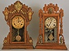Clocks- 2 (Two): (1) Seth Thomas Clock Co., Thomaston, Conn., 8 day, time and strike, spring brass movement shelf clock. We could not find this model in the catalog, but was a premium series adapted from the applied brasses series, c1900; (2) E. Ingraham & Co., Bristol, Conn., "Shekel", 8 day, time and strike, spring brass movement shelf clock, c1891
