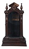 F. Kroeber Clock Co., New York, "Angel Swing No. 1" shelf clock with a spring driven, 8 day timepiece movement in a walnut case.