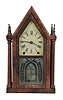 Brewster & Ingrahams, Bristol, Conn. (sold by Daniel Pratt & Sons), Four Column Sharp Gothic shelf clock with a (brass) spring driven, 8 day, time and strike movement in a mahogany veneered case