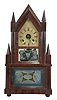 Birge & Fuller, Bristol, Conn., (sold by J. J. Beals, Boston) steeple on frame shelf clock with a wagon spring driven 30 hour time and strike movement in a mahogany veneered case.