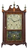 Eli Terry, Plymouth, Conn., 30-hour, time and strike, weight wood movement pillar & scroll shelf clock.