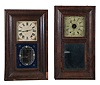 Clocks- 7 (Seven): (1) Connecticut Clock Co., New York, 30 hour, time and strike, weight brass movement OG shelf clock, c1850; (2) George V. House, New York, 30 hour, time and strike, weight brass movement OG shelf clock, c1845 (3) Sperry & Shaw, New York, 30 hour, time and strike, weight brass movement OG shelf clock, c1845 (4) Chauncey Jerome, Bristol, Conn., 30 hour, time and strike, weight brass movement OG shelf clock, c1840 (5) B. Young & Co., St. Stevens, New Brunswick, Canada, 30 hour, time and strike, weight brass movement OG shelf clock (movement was made by Atkins & Porter, Bristol, Conn), c1845 (6) Unknown New York maker, 30 hour, time and strike, weight wood movement OG shelf clock, c1840 (7) Chauncey Jerome, New Haven, Conn., 8 day, time and strike, weight brass movement double door OOG shelf clock, c1860