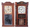 Clocks- 6 (Six): (1) David Dutton, Mount Vernon, New Hampshire, 30 hour, time and strike, weight wood movement quarter column & splat shelf clock, c1830; (2) Williams Orten, Prestons & Co., Farmington, Conn., 30 hour, time and strike, weight wood movement half column & splat shelf clock, c1832 (3) Putnam Bailey, Goshen, Conn., flat column & splat case, c1830 with later movement (4) Williams Orten, Prestons & Co., Farmington, Conn., 30 hour, time and strike, weight wood movement half column & splat shelf clock, c1832 (5) George Marsh & Co., Farmington, Conn., 30 hour, time and strike, weight wood movement half column & splat shelf clock, c1830 (6) George Marsh & Co., Farmington, Conn. Half column & splat case only, c1830