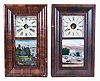 Clocks- 6 (Six): (1) Chauncey Jerome, New Haven, Conn., 30 hour, time and strike, weight brass movement OG shelf clock, c1850; (2) C. Boardman, Bristol, Conn., 30 hour, time and strike, weight brass movement OG shelf clock, c1845 (3) William L. Gilbert, Winchester, Conn. 30 hour, time and strike, weight brass movement OG shelf clock, c1842 (4) Forestville Mfg. Co., J. C. Brown, Bristol, Conn., 8 day, time and strike, weight brass movement OOG shelf clock. (5) Unknown, 30 hour, time and strike, weight brass movement OG shelf clock, c1860 (6) Seth Thomas Clock Co., Thomaston, Conn., 30 hour, time and strike, weight brass movement OG shelf clock, c1870