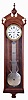 Ansonia Clock Co., New York, "Regulator No. 4", jeweler's regulator wall clock, 8 day, time only, brass weight driven Swiss movement with pinwheel escapement, gridiron lyre pendulum and sweep seconds in a walnut case with a white enamel dial and moon hands