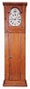 Joseph Chadwick, Boscawen, New Hampshire, dwarf clock, 8 day, time and passing bell strike, weight driven movement in a coffin-style walnut case with painted metal dial