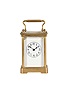 Boston Clock Co., Boston, Mass., 8 day, time and strike tandem-wind carriage clock with balance platform mounted vertically on the back plate, serial #D367.
