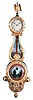 Bench-made mahogany girandole clock, marked "L. Curtis/Concord", with gilt wooden bezel, painted iron arabic numeral dial, the waist section of lyre form, framing the reverse-painted glass inscribed "L. Curtis Concord" and with simulated lyre strings, in gold against a red background, the convex lower glass with stenciled leaves on a red ground with a peaceful country scene and pendulum aperture in gold, all enclosed in a turned gilded frame with gilt balls, the case bottom with carved acanthus leaf pedestal, the early 19th century eight day time only brass movement powered by a lead weight and regulated by a brass-faced pendulum bob and iron rod.