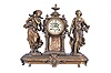 Ansonia Clock Co., New York, "Summer and Winter" 8 day, time and strike, spring brass movement figural mantel clock.