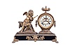 Ansonia Clock Co., New York, "Cupid", 8 day, time and strike, spring brass movement figural mantel clock.
