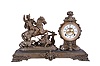 Ansonia Clock Co., New York, "Boar Hunter", 8 day, time and strike, spring brass movement mantel clock