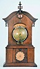 L. E. Whiting, Saratoga Springs, NY, "Timby Solar Time Piece". 8 day, spring driven, brass lever movement shelf clock. The patent for this hard to find clock was held by Theodore R. Timby, the clocks designer. Movement made by Noah Pomery.