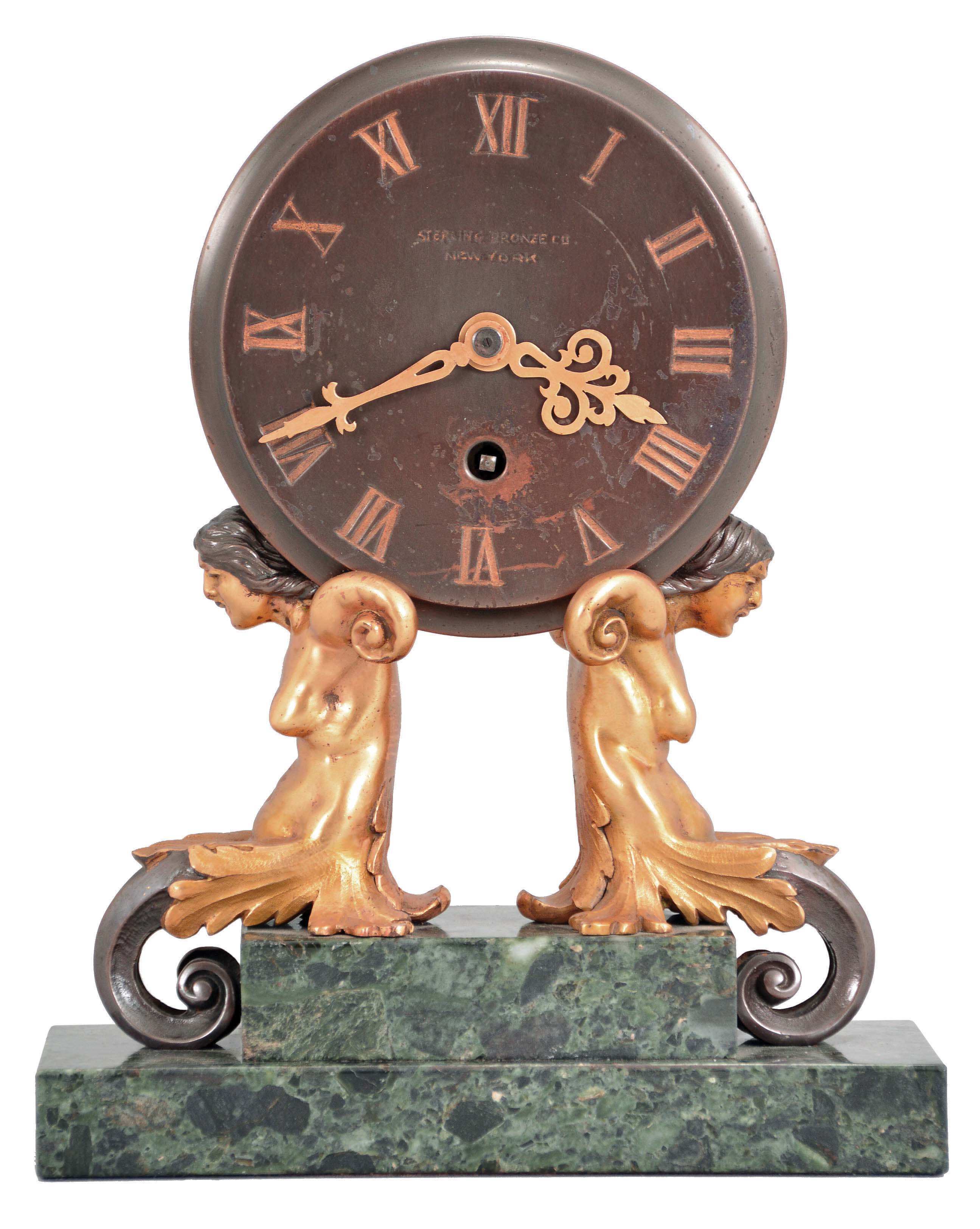 Chelsea Clock Co., Chelsea, Mass., 8 day, spring driven brass lever movement French style art deco desk timepiece. Serial No. 138422. — Antique Clocks Price Guide