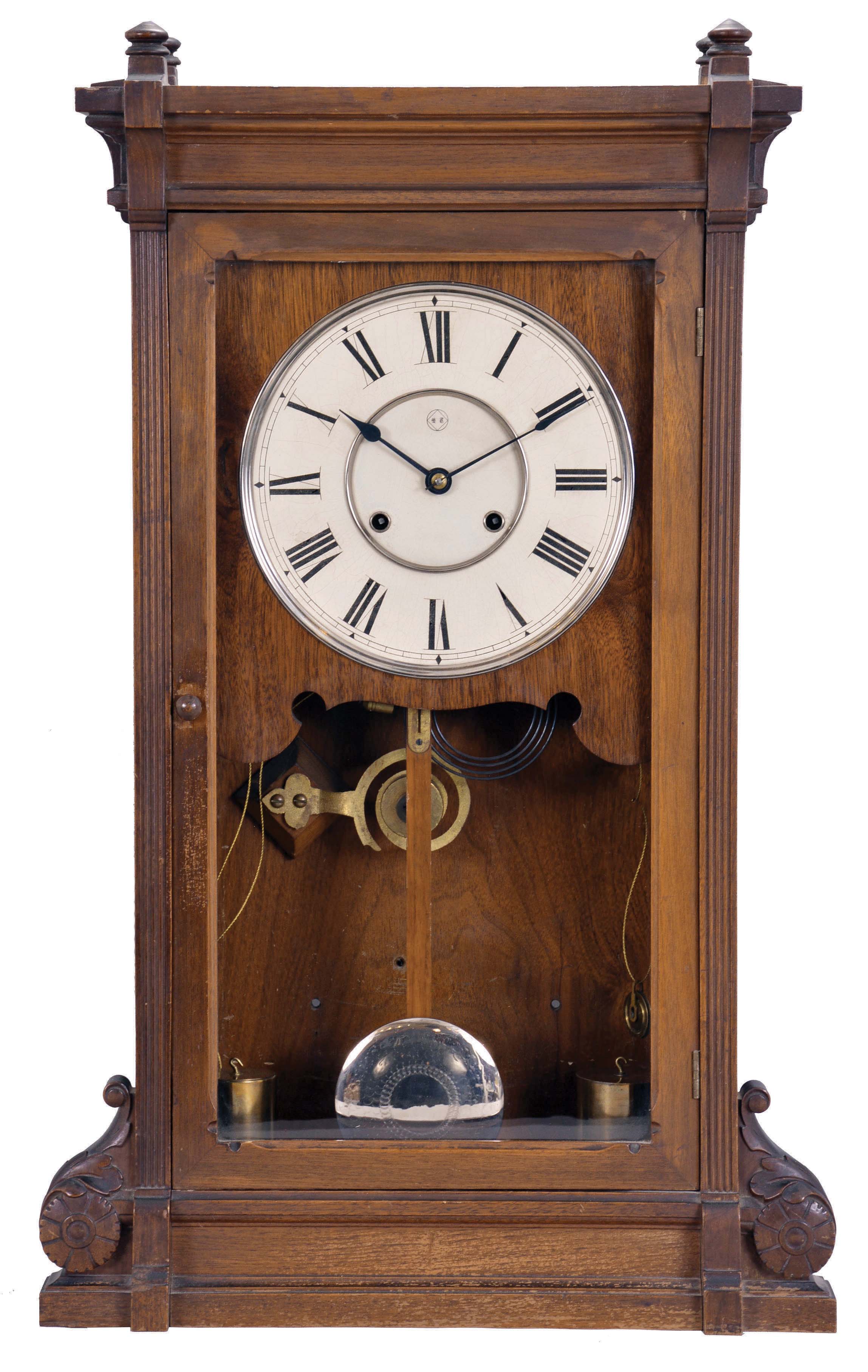 Seth Thomas Clock Co., Thomaston, Conn., "Lincoln V.P." shelf clock with a weight driven, 8 day, time and strike movement with cathedral gong in a walnut case. — Antique Clocks Price Guide