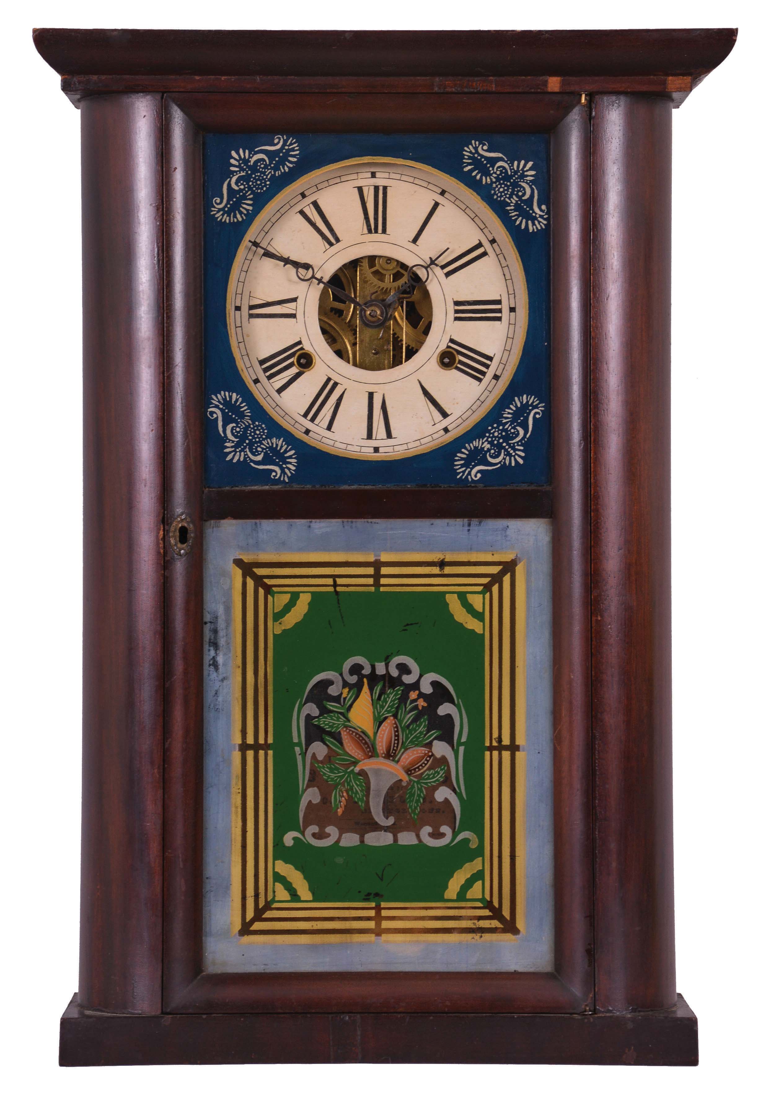 C. &amp; N. Jerome, Bristol, Conn., 30 hour, time and strike, weight brass movement round side shelf clock. — Antique Clocks Price Guide