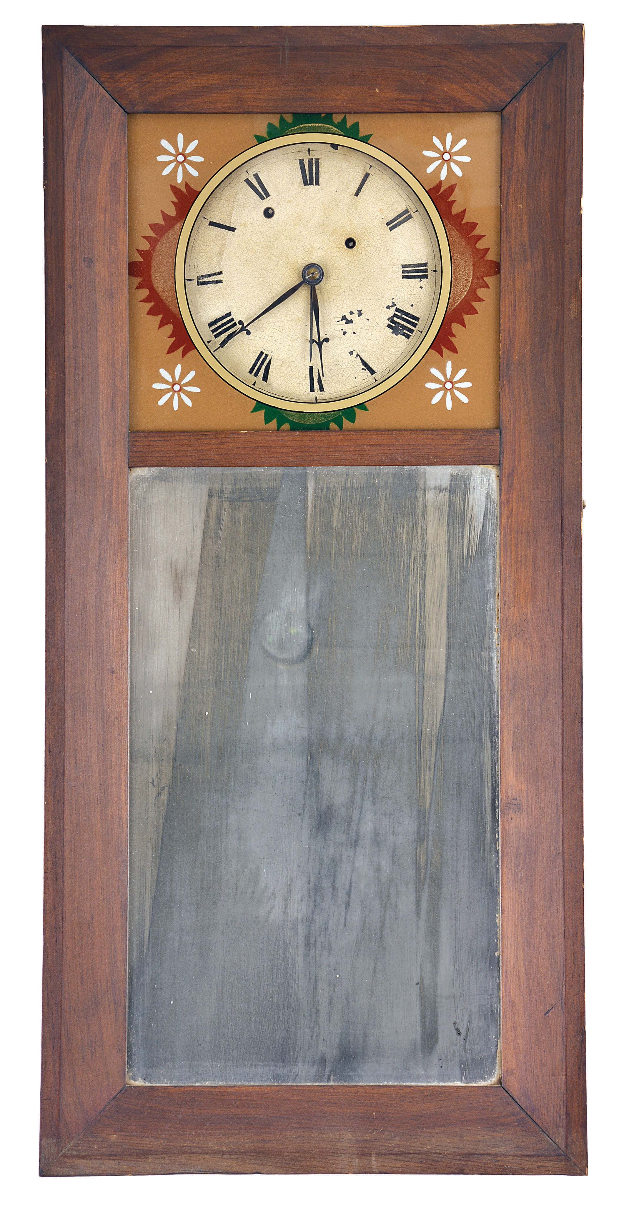 Unknown, 8 day, weight driven brass time and alarm movement bevel front New Hampshire-style mirror clock. — Antique Clocks Price Guide