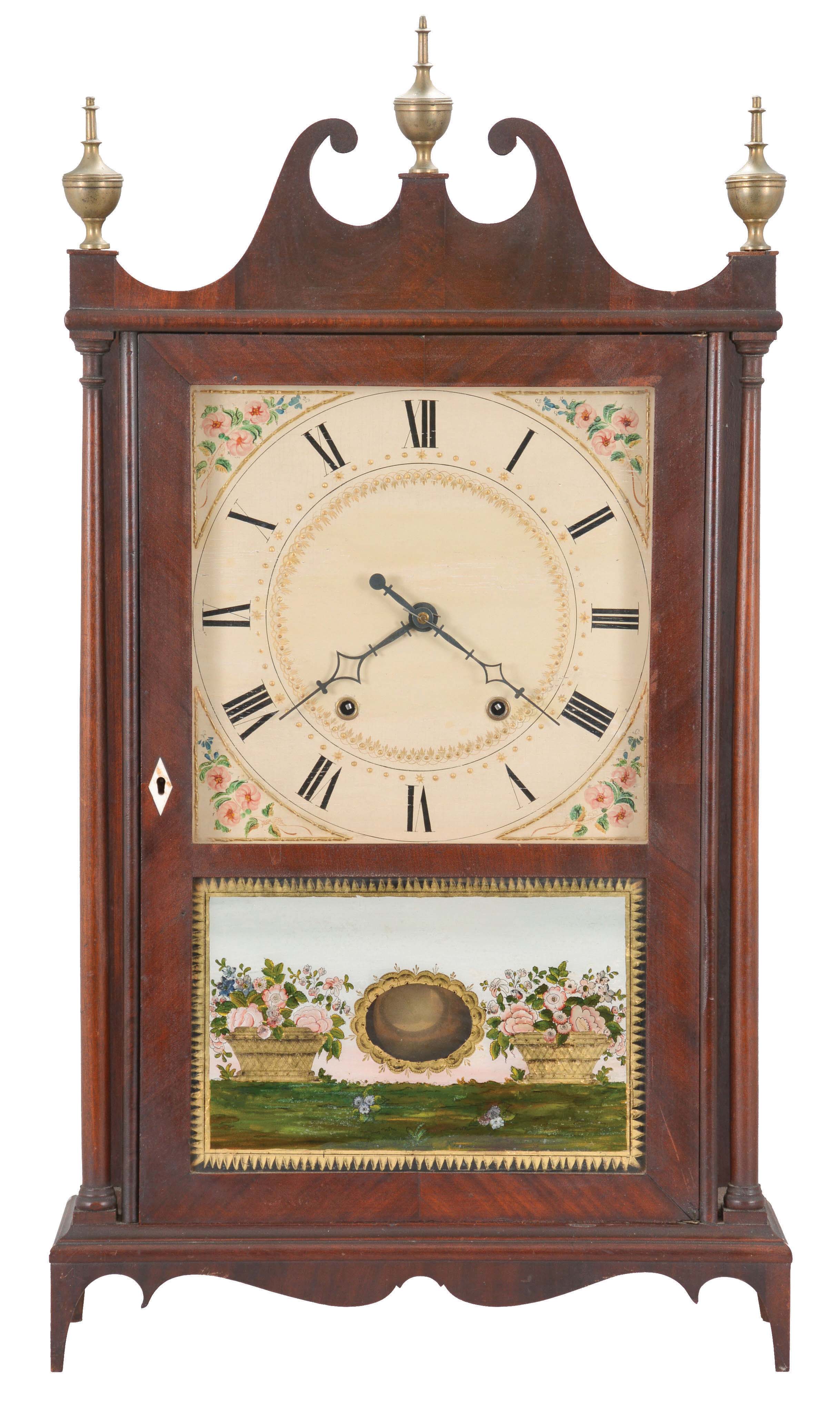 E. Terry &amp; Sons, Plymouth, Conn., 30 hours, time and strike, weight wood movement pillar &amp; scroll shelf clock. — Antique Clocks Price Guide