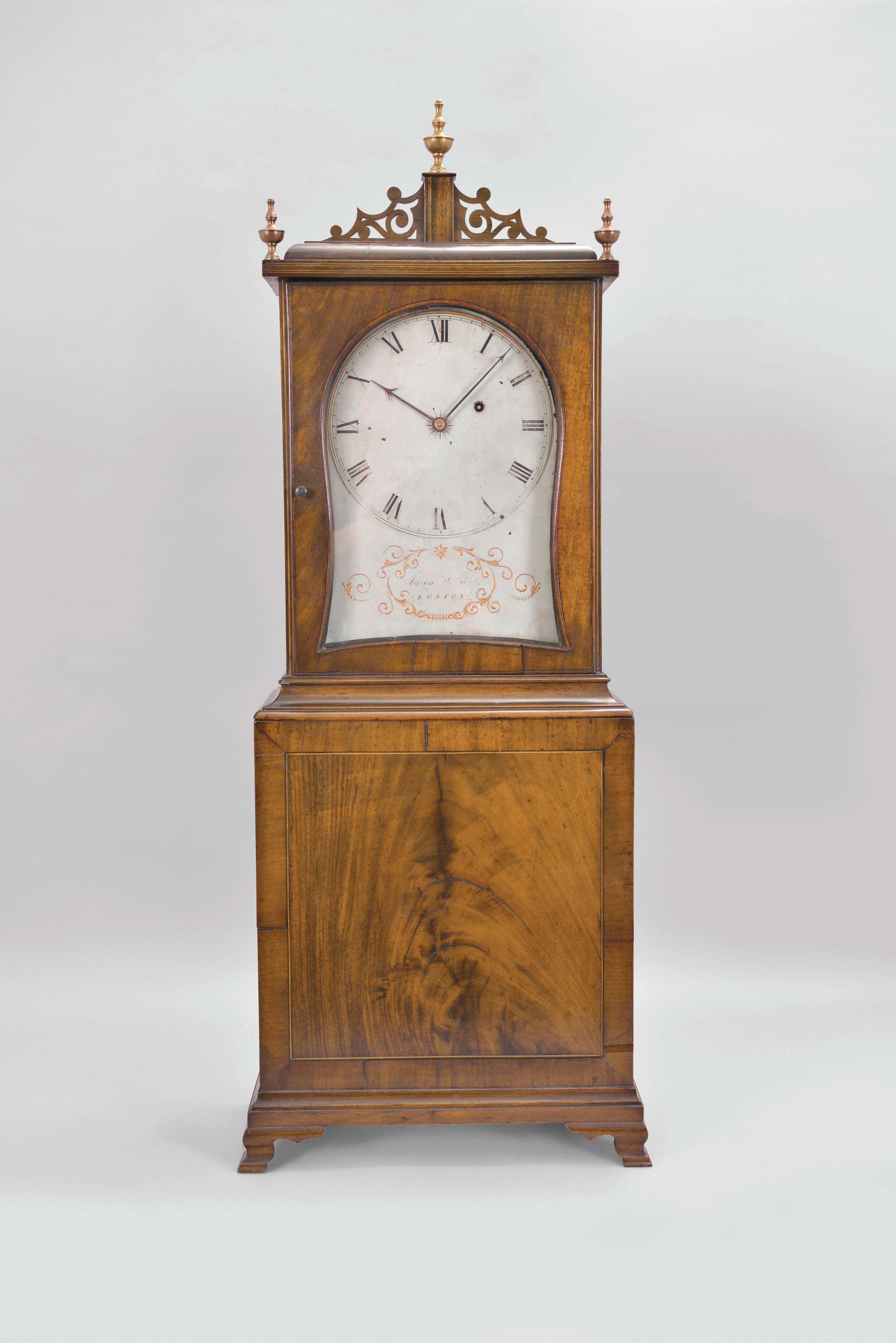 Aaron Willard, Boston, Mass., 8 day, weight driven, brass movement Massachusetts shelf clock. — Antique Clocks Price Guide