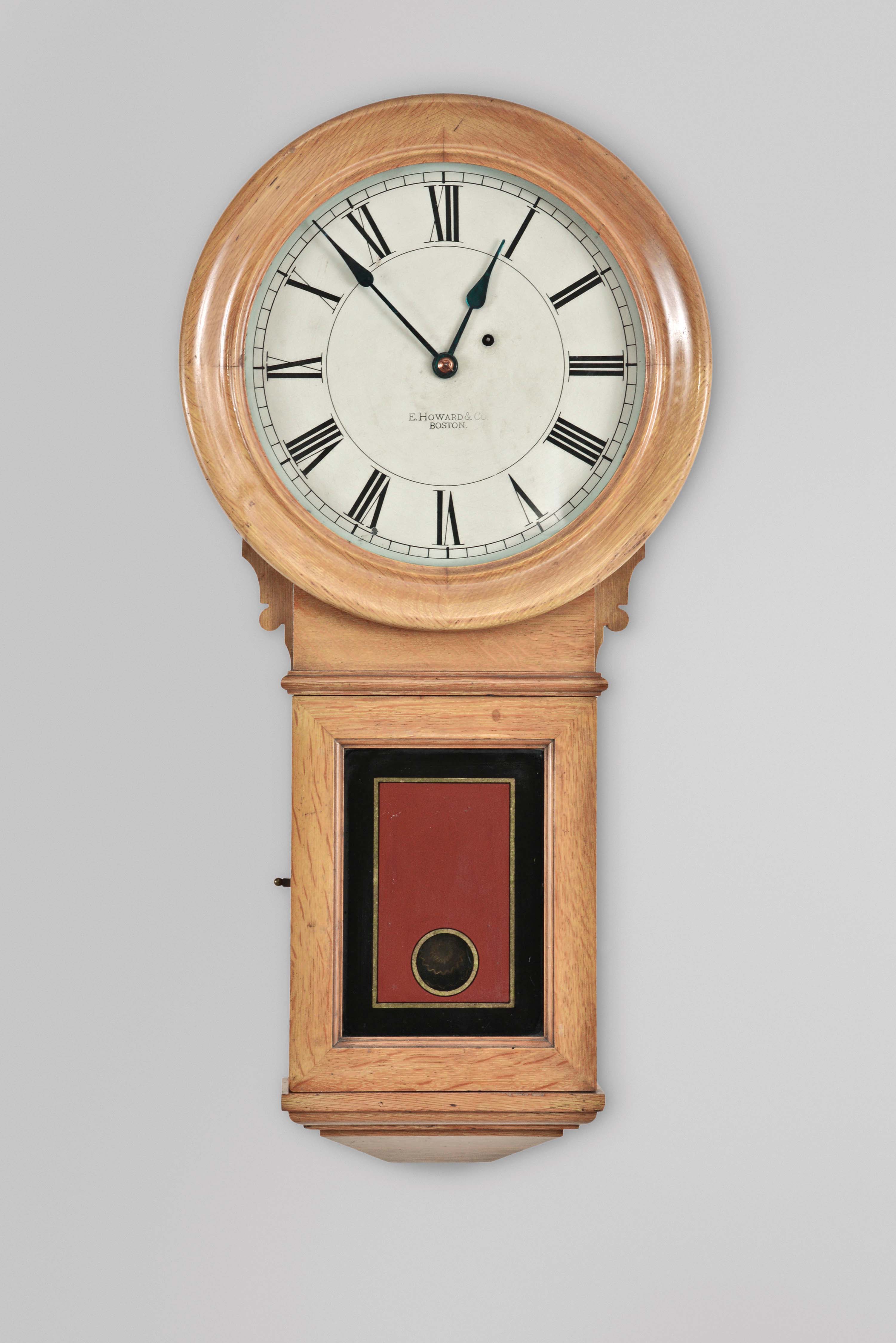 E. Howard &amp; Co., Boston, Mass., "No. 70 Regulator", 8 day, weight driven brass movement wall timepiece. — Antique Clocks Price Guide