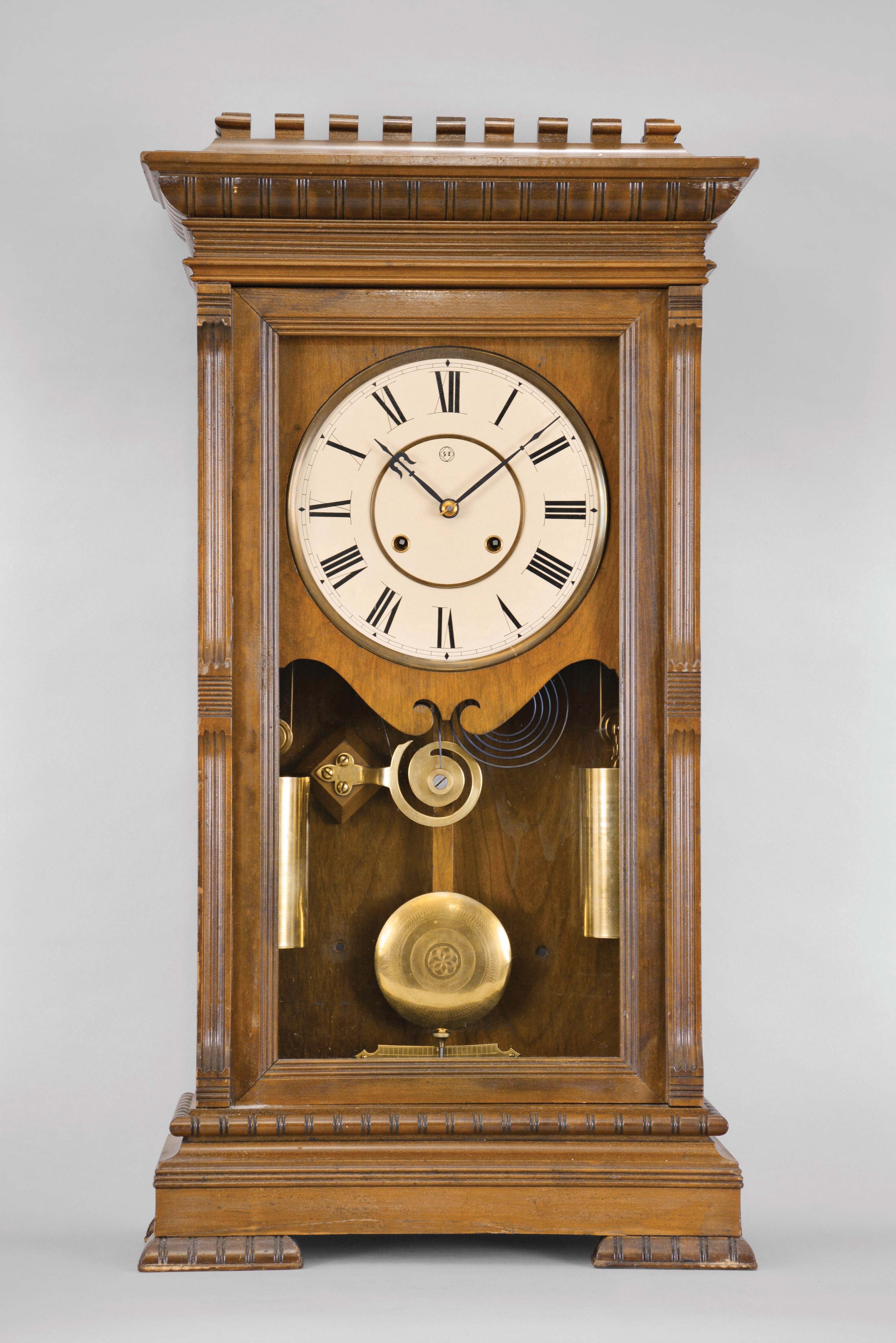Seth Thomas Clock Co., Thomaston, Conn., "Garfield" shelf clock with a weight driven, 8 day, time and strike movement with cathedral gong in a cherry case. — Antique Clocks Price Guide