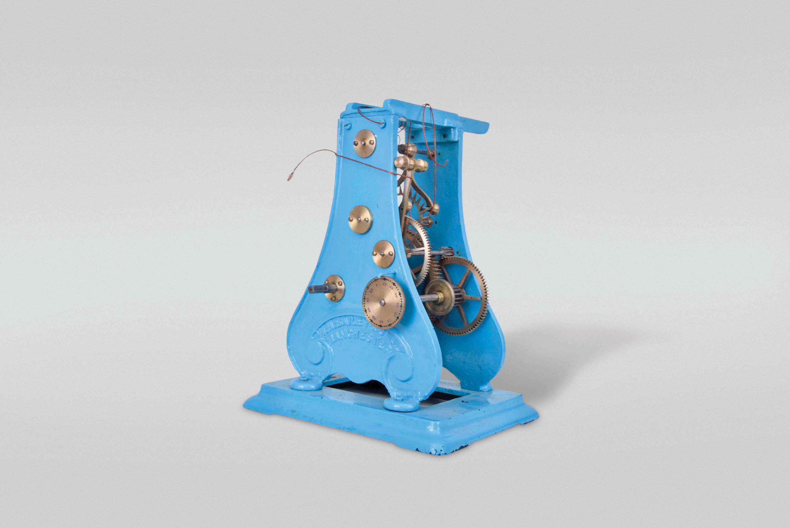 England, tower or street clock, time only, weight driven movement with anchor escapement signed on both blue painted cast iron plates W.H. BAILEY &amp; CO LTD, MANCHESTER — Antique Clocks Price Guide