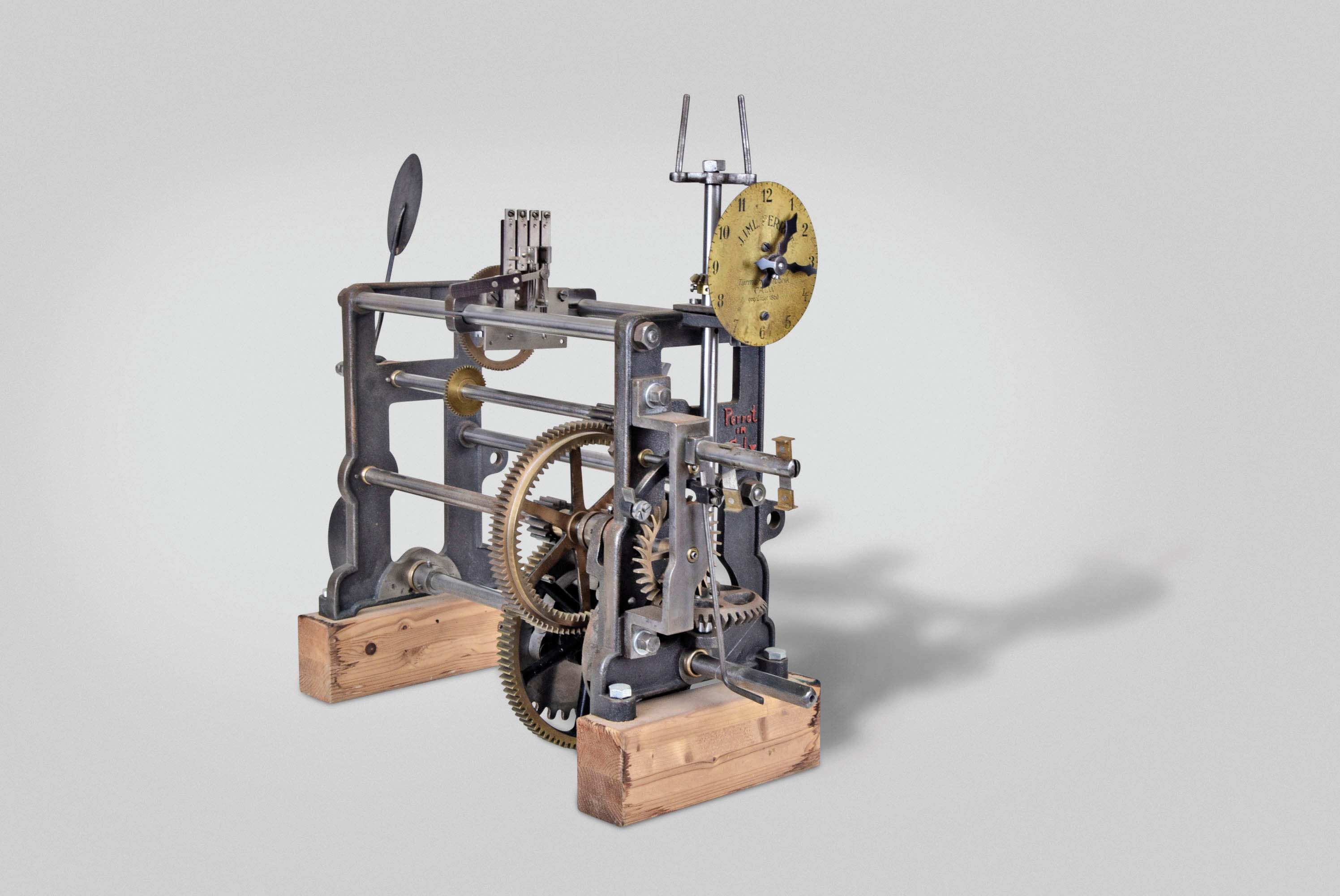 J. Iml. Perrot, Calw, Germany, tower or street clock, time only movement with anchor escapement in a cast iron frame — Antique Clocks Price Guide