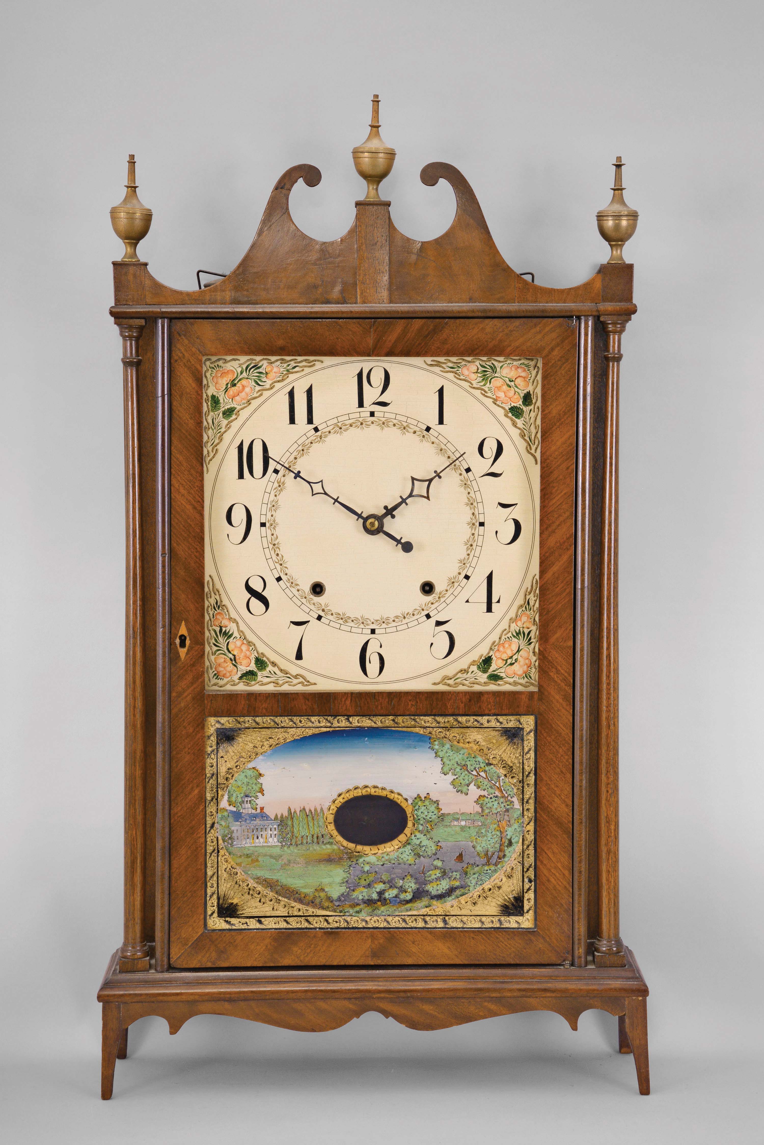 Eli &amp; Samuel Terry, Plymouth, Conn., 30 hour, time and strike, weight wood movement pillar &amp; scroll shelf clock. — Antique Clocks Price Guide