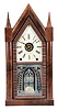 Brewster & Ingrahams, Bristol, Conn., 8 day, time, strike and alarm ripple door sharp gothic or steeple clock.