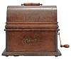 Thomas A. Edison, Orange, NJ "Standard" model cylinder phonograph in an oak case with black tin "witch's hat" horn and 22 assorted cylinders.